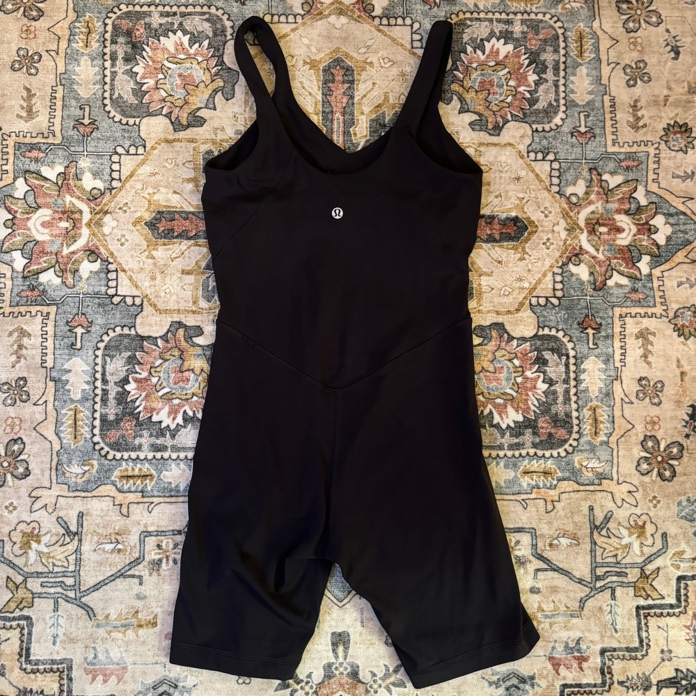 Lululemon Align Bodysuit Black Nulu V-Neck Yoga One Piece Size 4 Athletic Gym